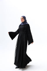 Fancy lace open abaya