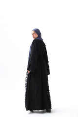 Fancy lace open abaya