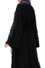 Fancy lace open abaya