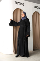Fancy lace open abaya
