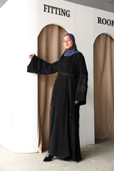 Fancy lace open abaya