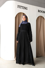 Fancy lace open abaya