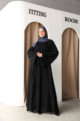 Fancy lace open abaya