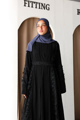 Fancy lace open abaya