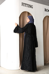 Fancy lace open abaya