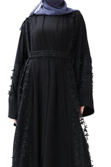 Fancy lace open abaya