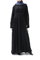 Fancy lace open abaya