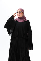 Pleated extension abaya