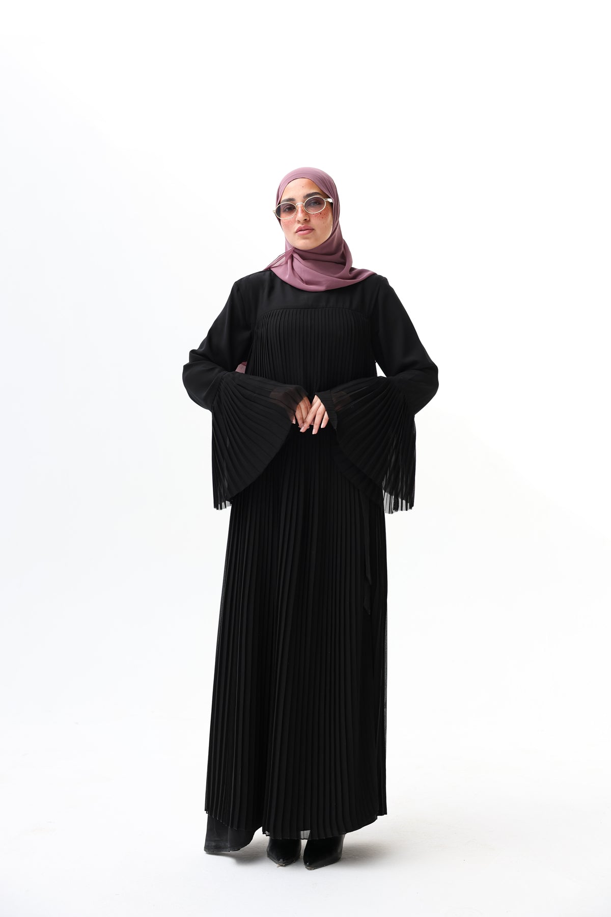 Pleated extension abaya